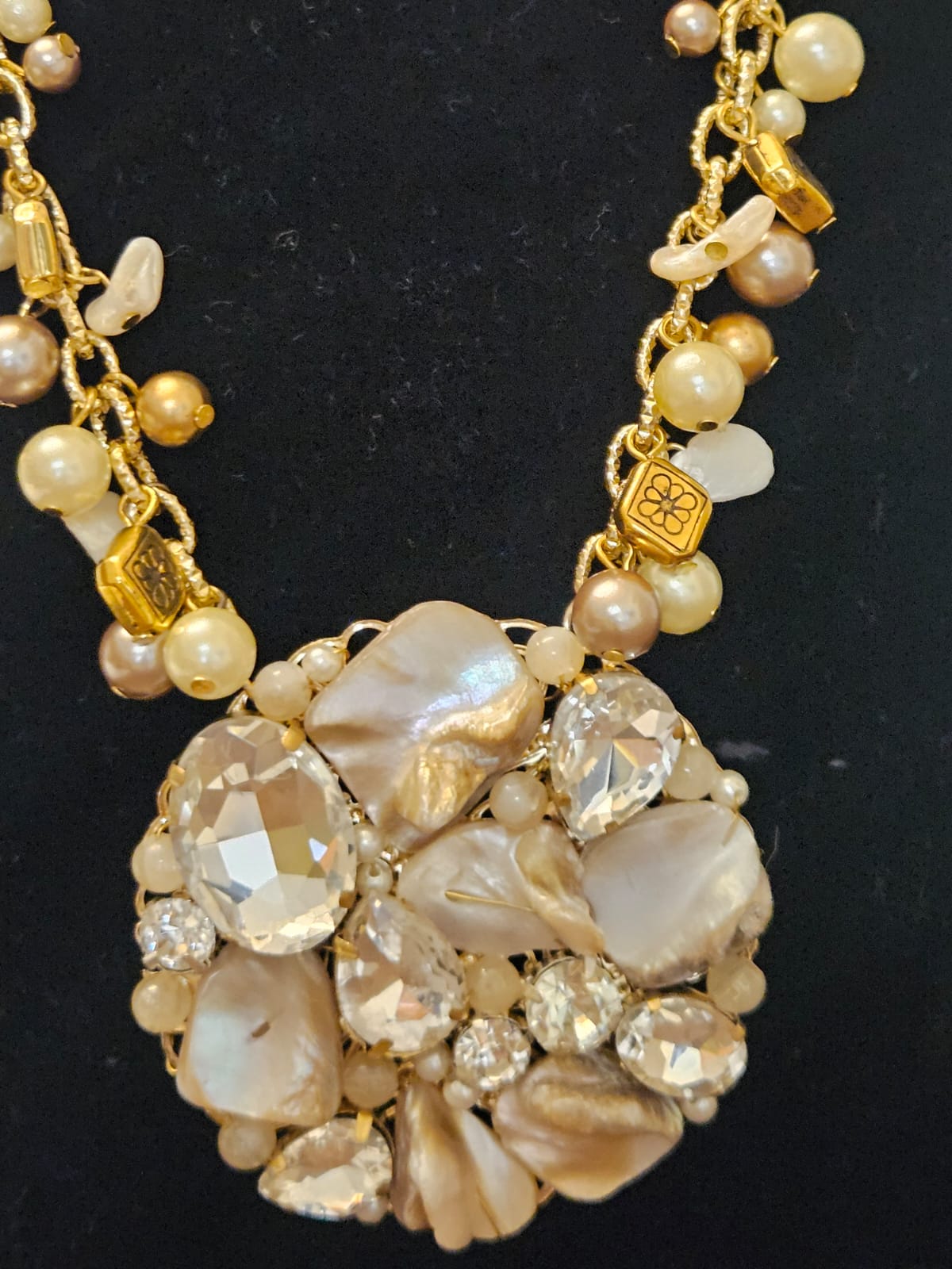 MOP ROUND SMALL PENADNT WITH PEARLS