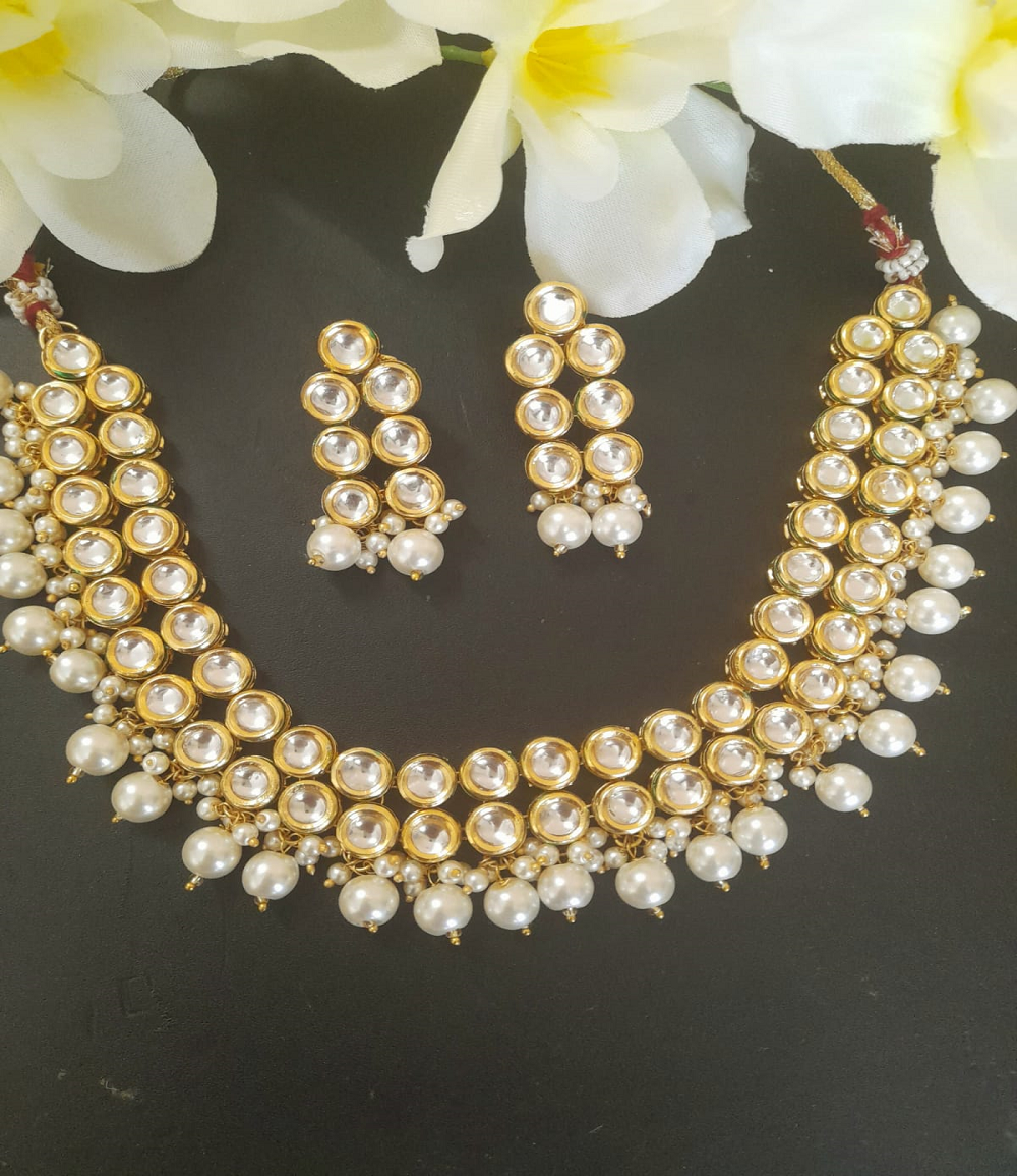 WHITE KUNDAN DOUBLE LINE